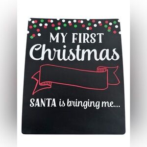 My First Christmas Baby Milestone Chalkboard Sign Holiday Photo Prop Santa